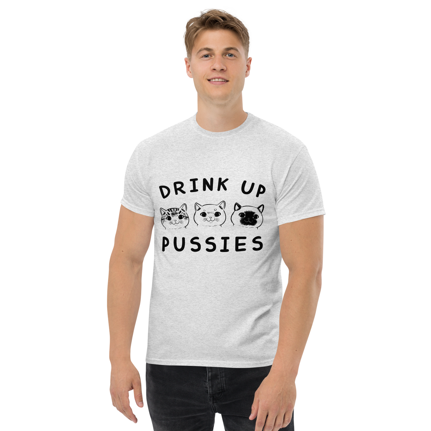 DRINK UP PUSSIES Cat series unisex cotton t-shirt