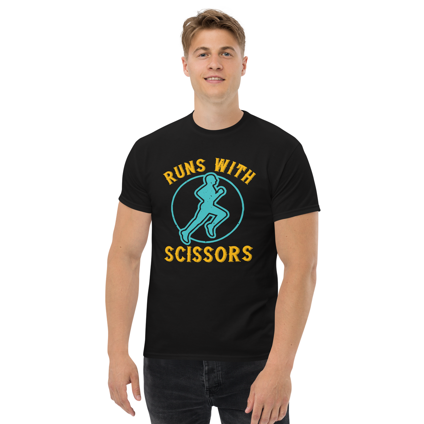 RUNS /w SCISSORS unisex running t-shirt