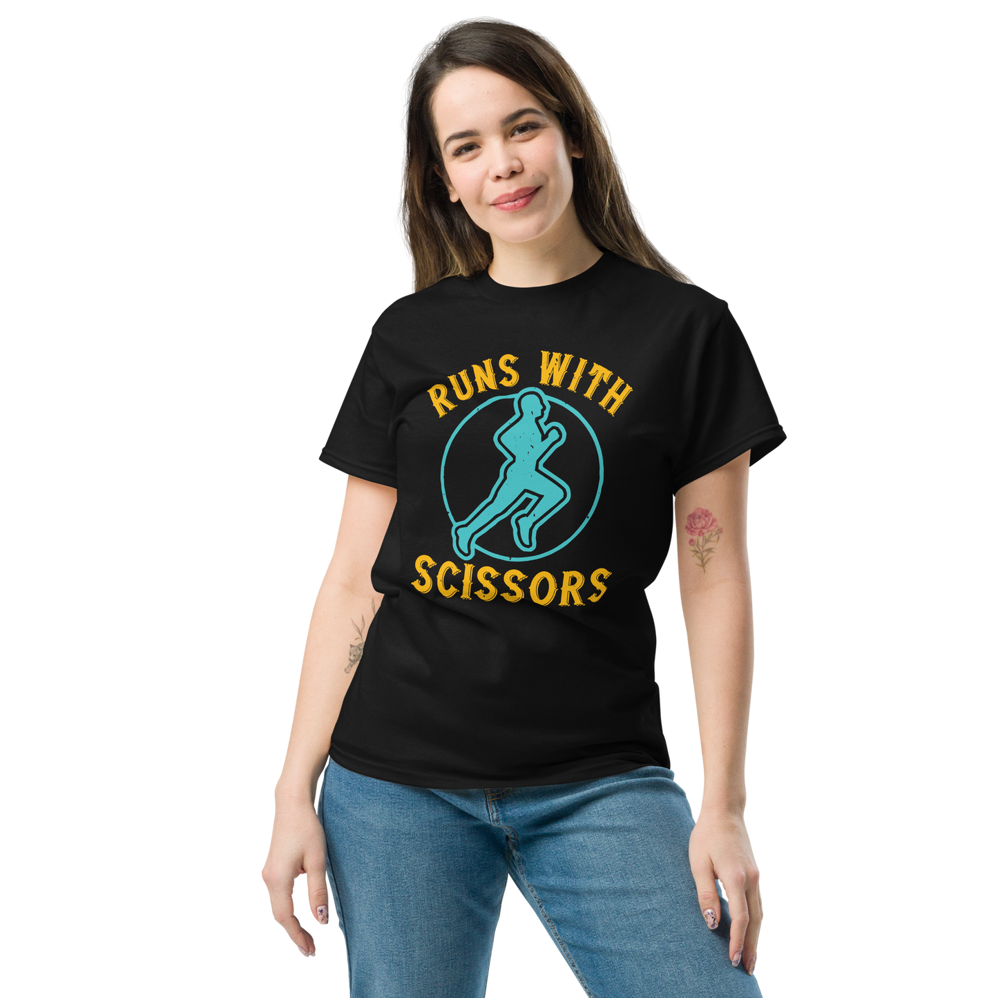 RUNS /w SCISSORS unisex running t-shirt