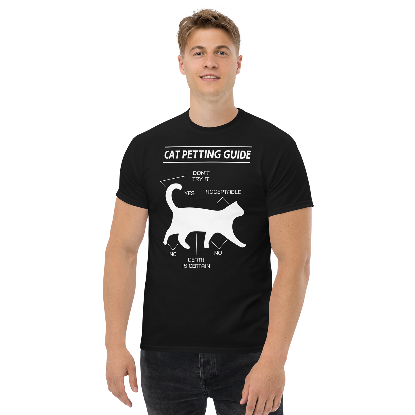 CAT PETTING GUIDE Cat series unisex cotton t-shirt