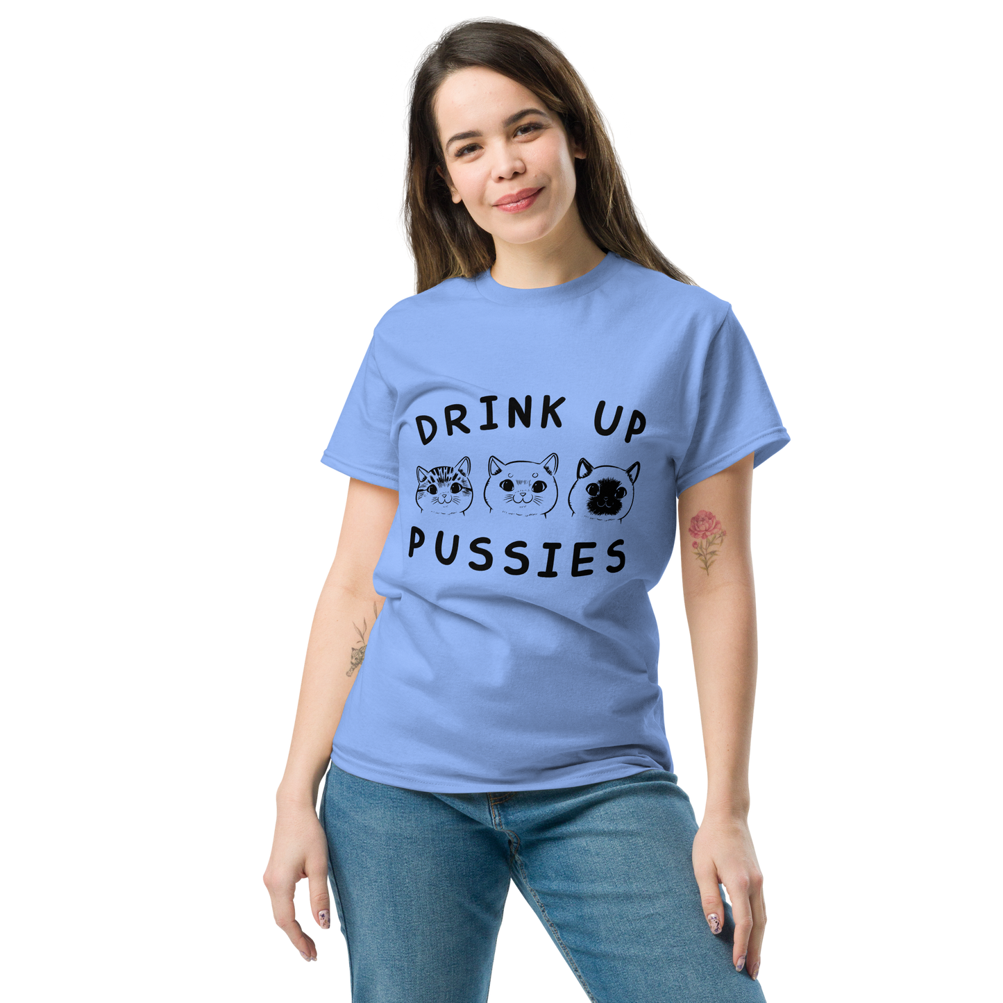 DRINK UP PUSSIES Cat series unisex cotton t-shirt