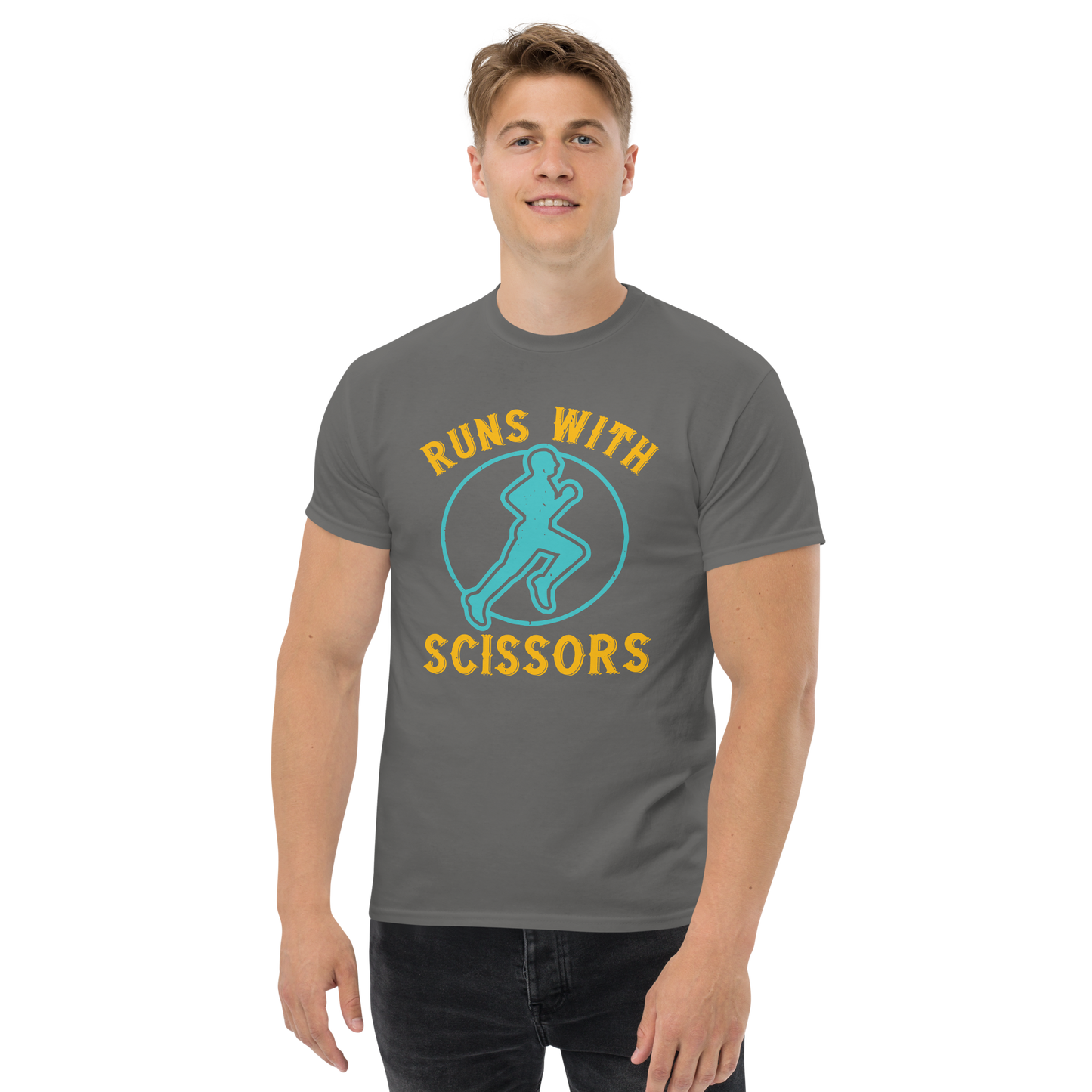 RUNS /w SCISSORS unisex running t-shirt