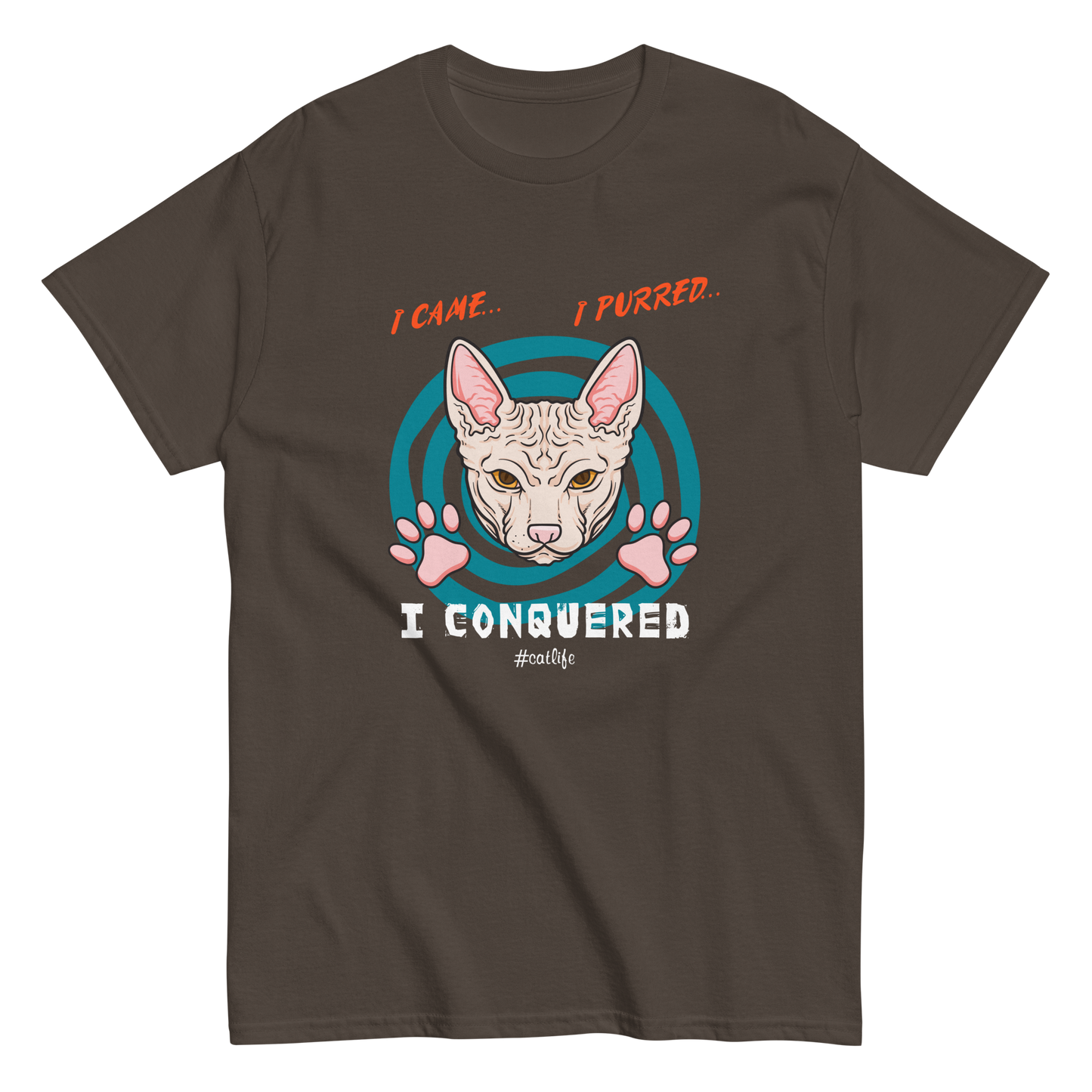 I CONQUERED Cat series unisex cotton t-shirt