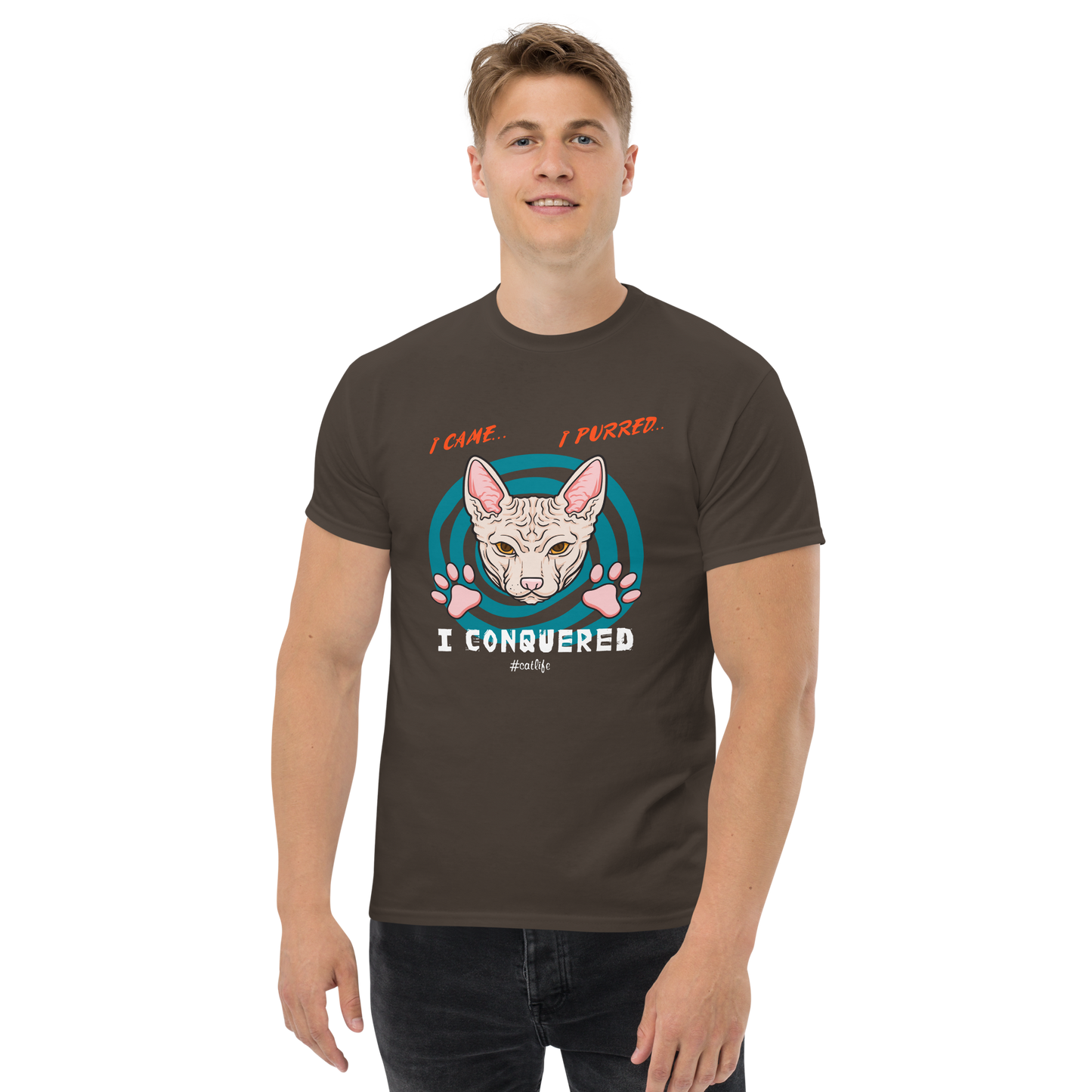 I CONQUERED Cat series unisex cotton t-shirt