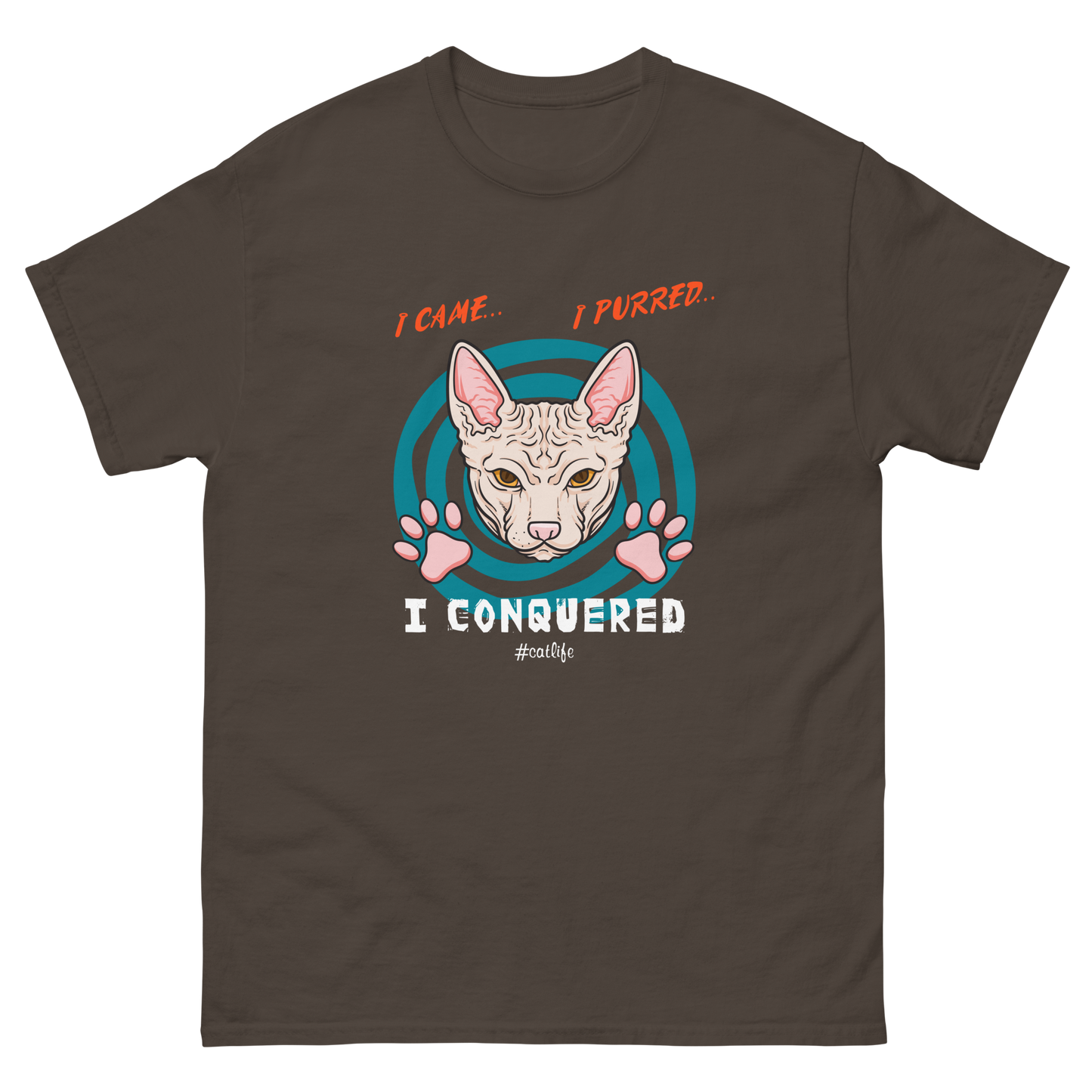 I CONQUERED Cat series unisex cotton t-shirt