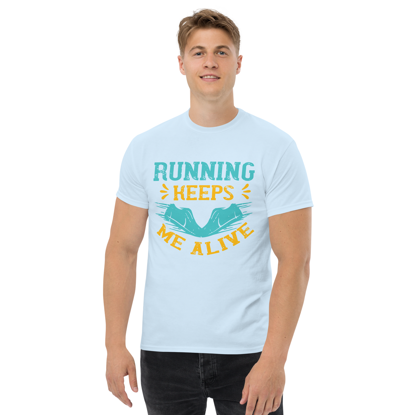 RUNNING KEEPS ME ALIVE unisex running t-shirt