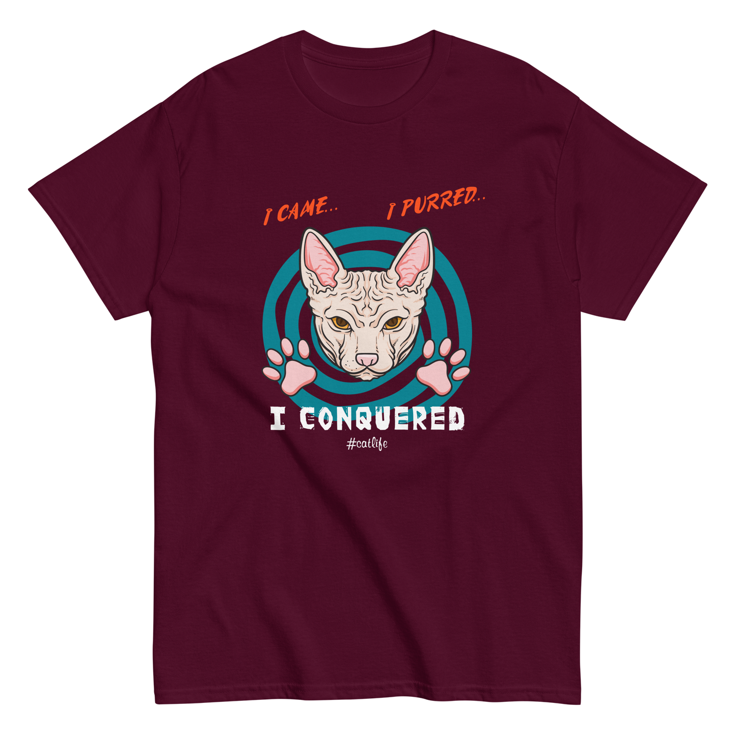 I CONQUERED Cat series unisex cotton t-shirt