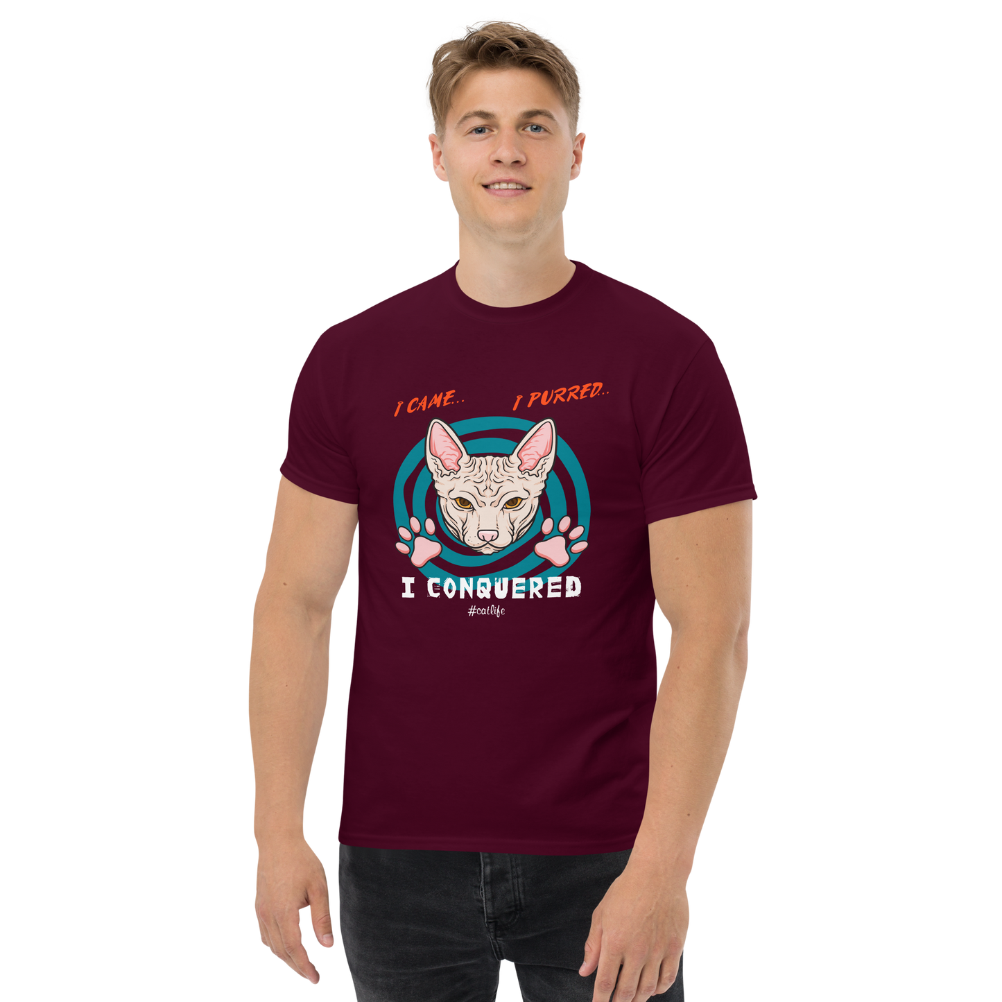 I CONQUERED Cat series unisex cotton t-shirt