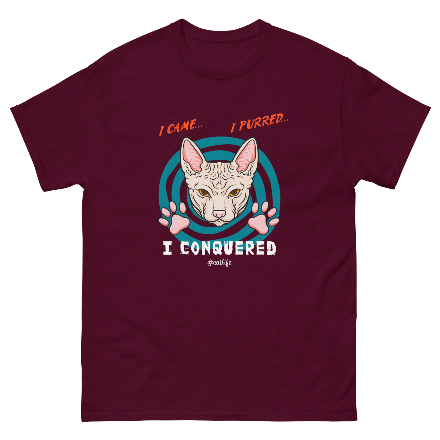 I CONQUERED Cat series unisex cotton t-shirt