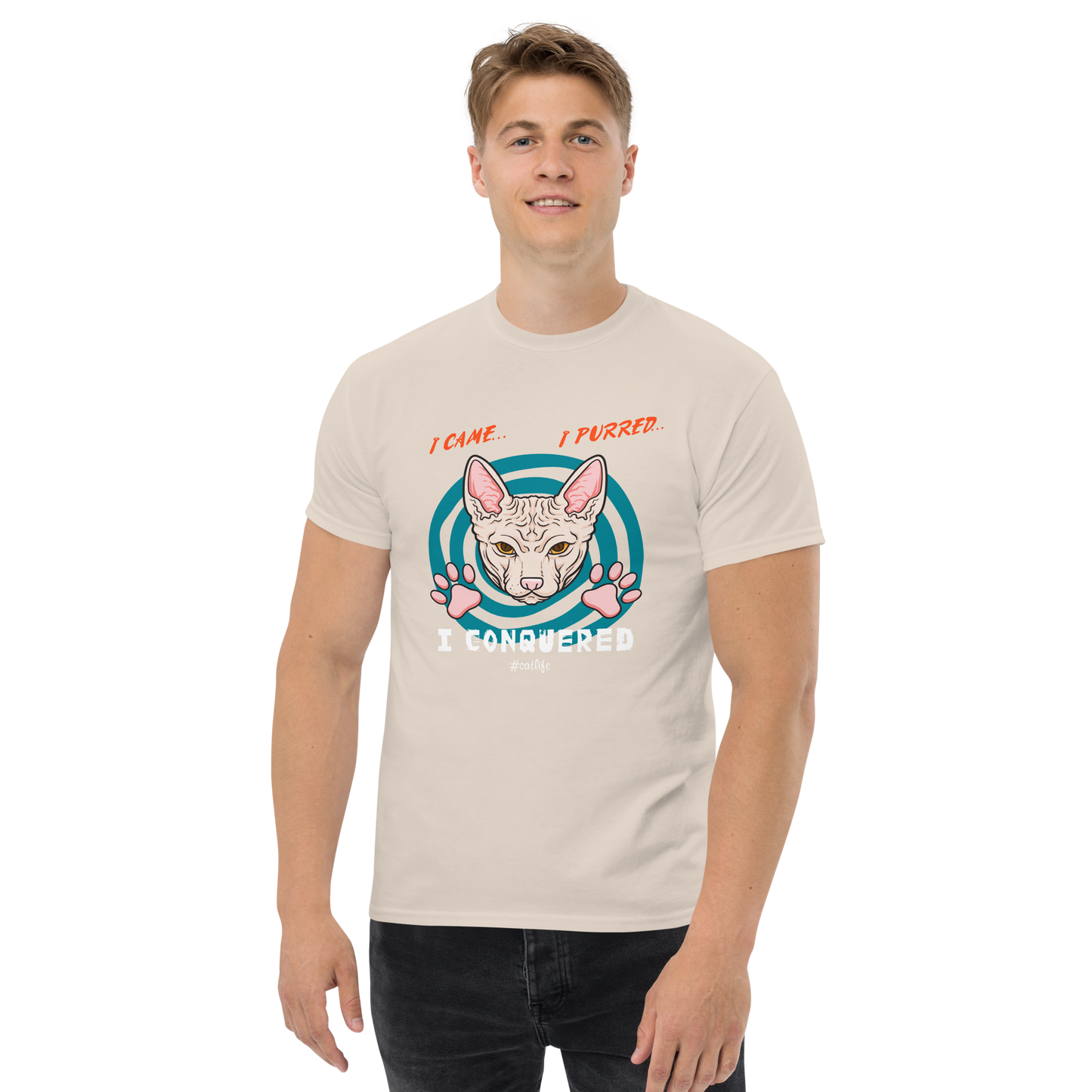 I CONQUERED Cat series unisex cotton t-shirt