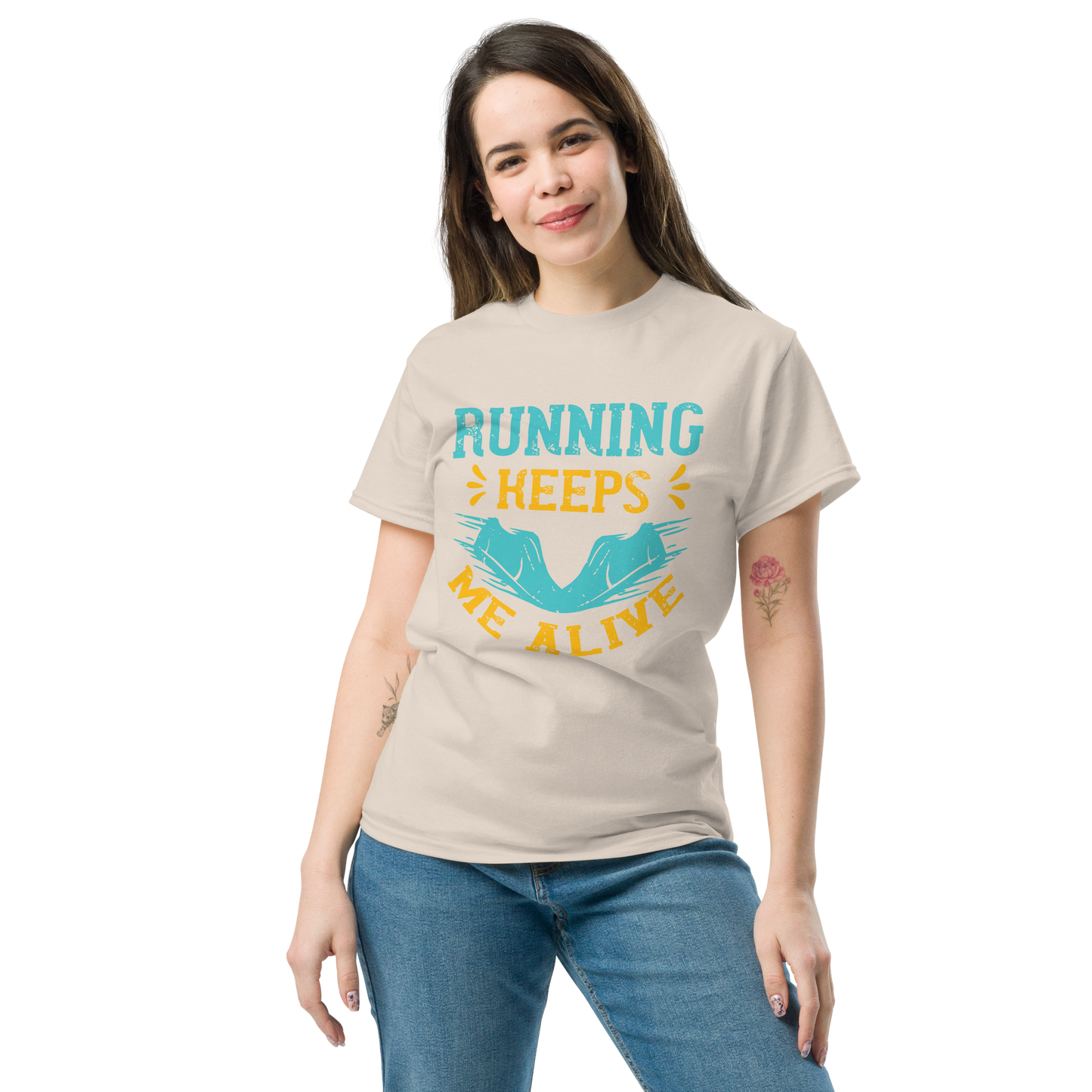 RUNNING KEEPS ME ALIVE unisex running t-shirt