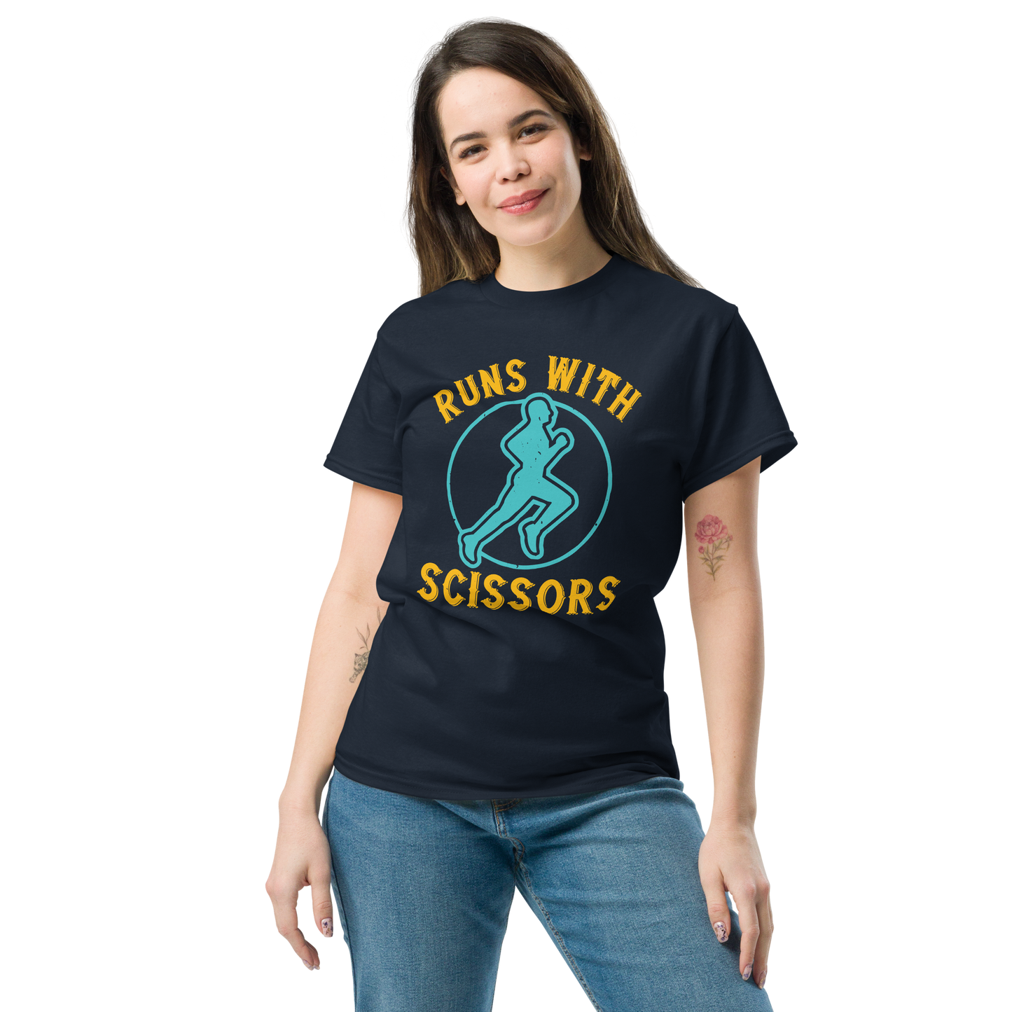 RUNS /w SCISSORS unisex running t-shirt