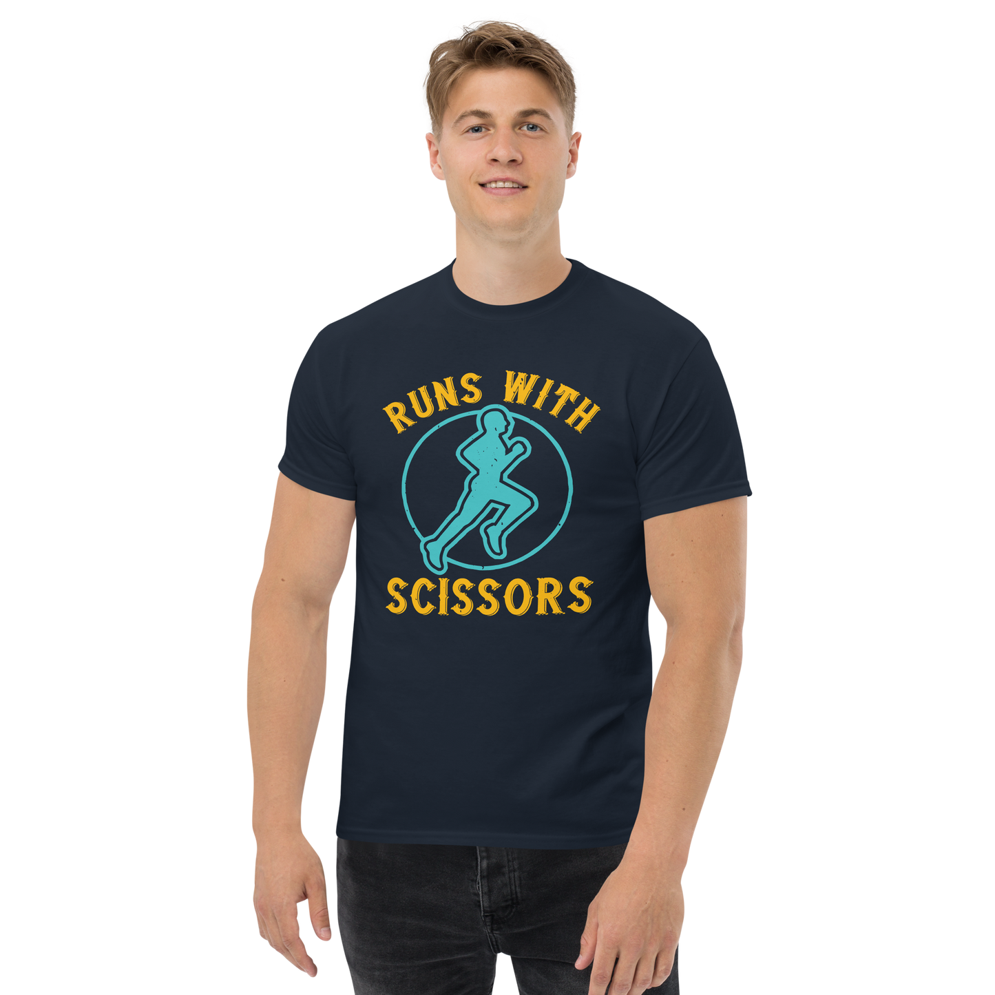 RUNS /w SCISSORS unisex running t-shirt