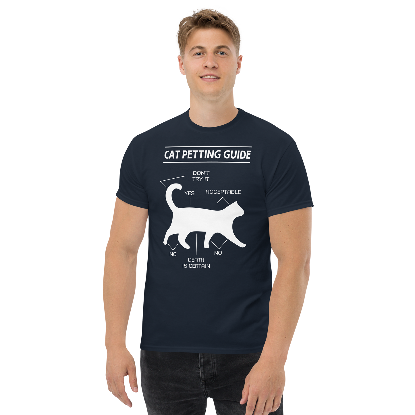 CAT PETTING GUIDE Cat series unisex cotton t-shirt