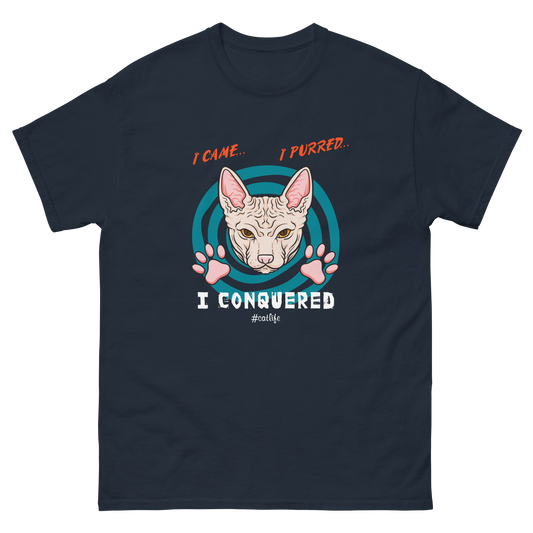 I CONQUERED Cat series unisex cotton t-shirt