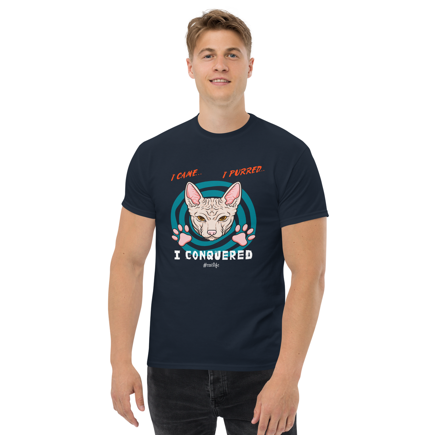 I CONQUERED Cat series unisex cotton t-shirt