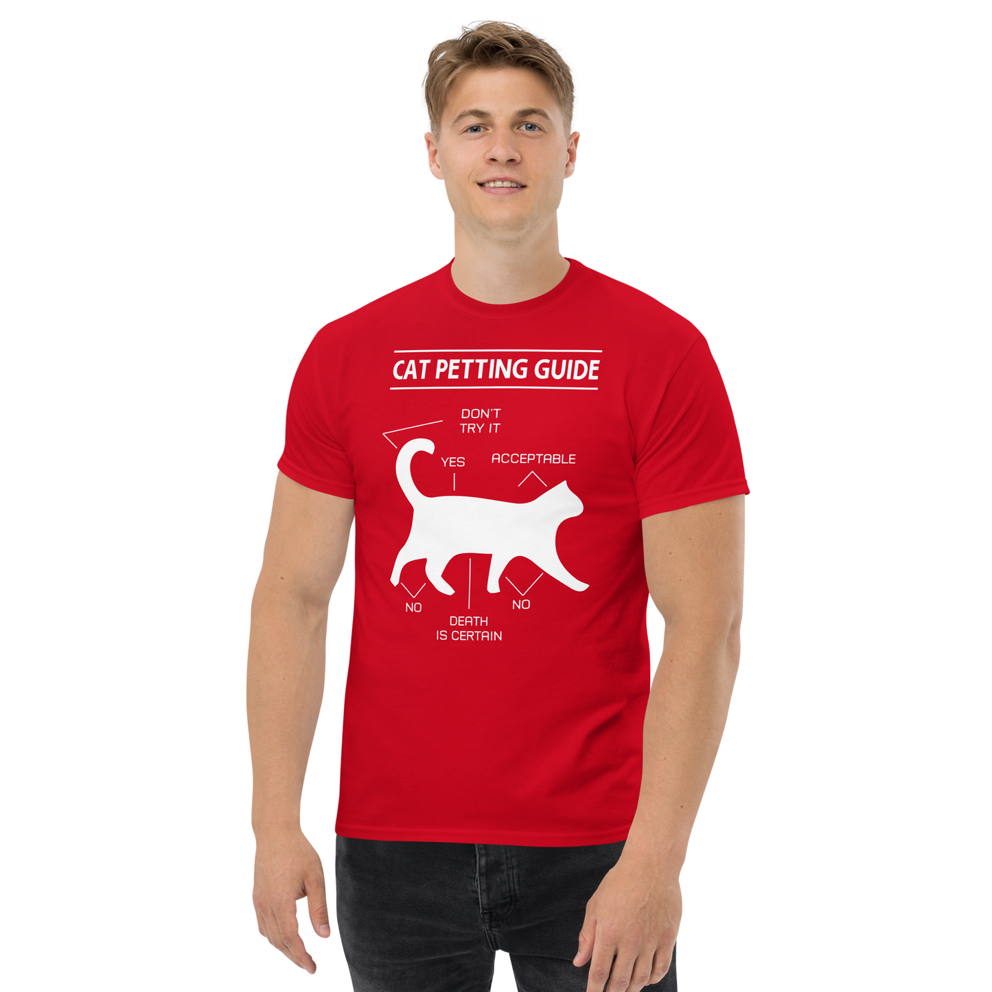 CAT PETTING GUIDE Cat series unisex cotton t-shirt