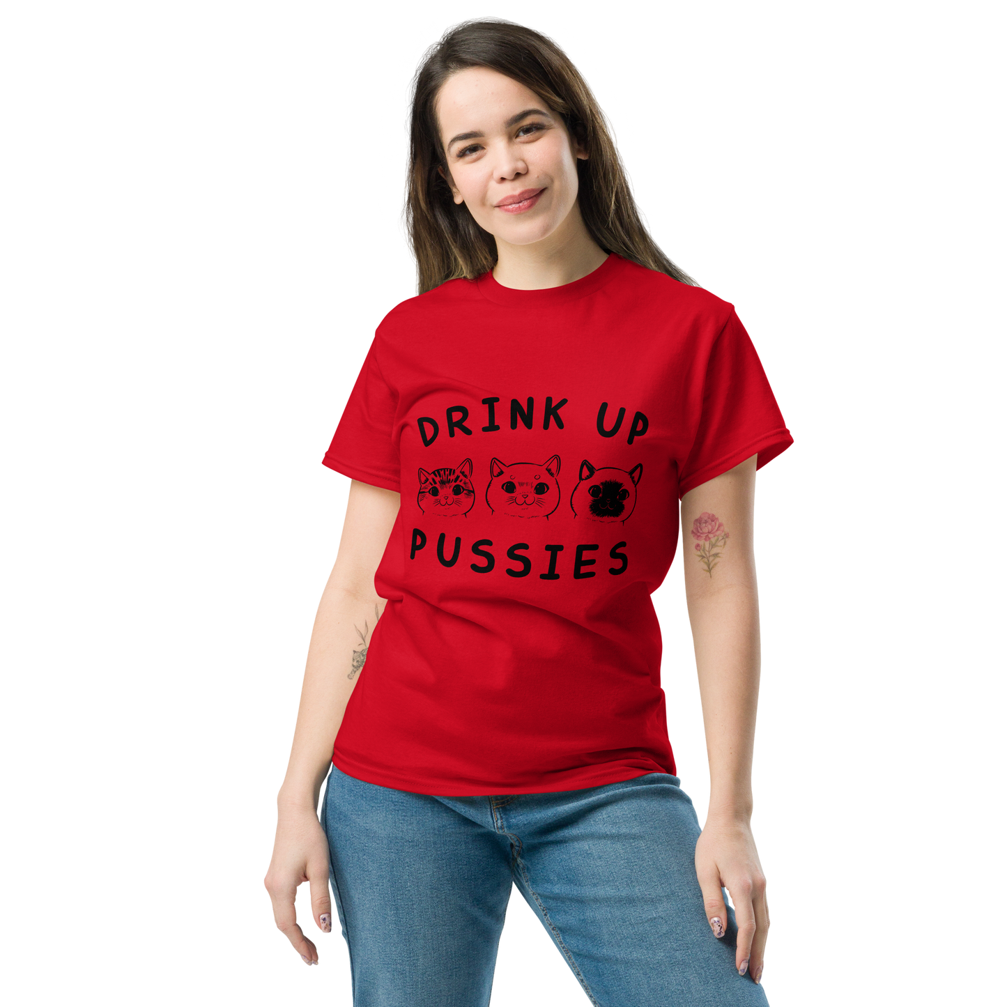 DRINK UP PUSSIES Cat series unisex cotton t-shirt