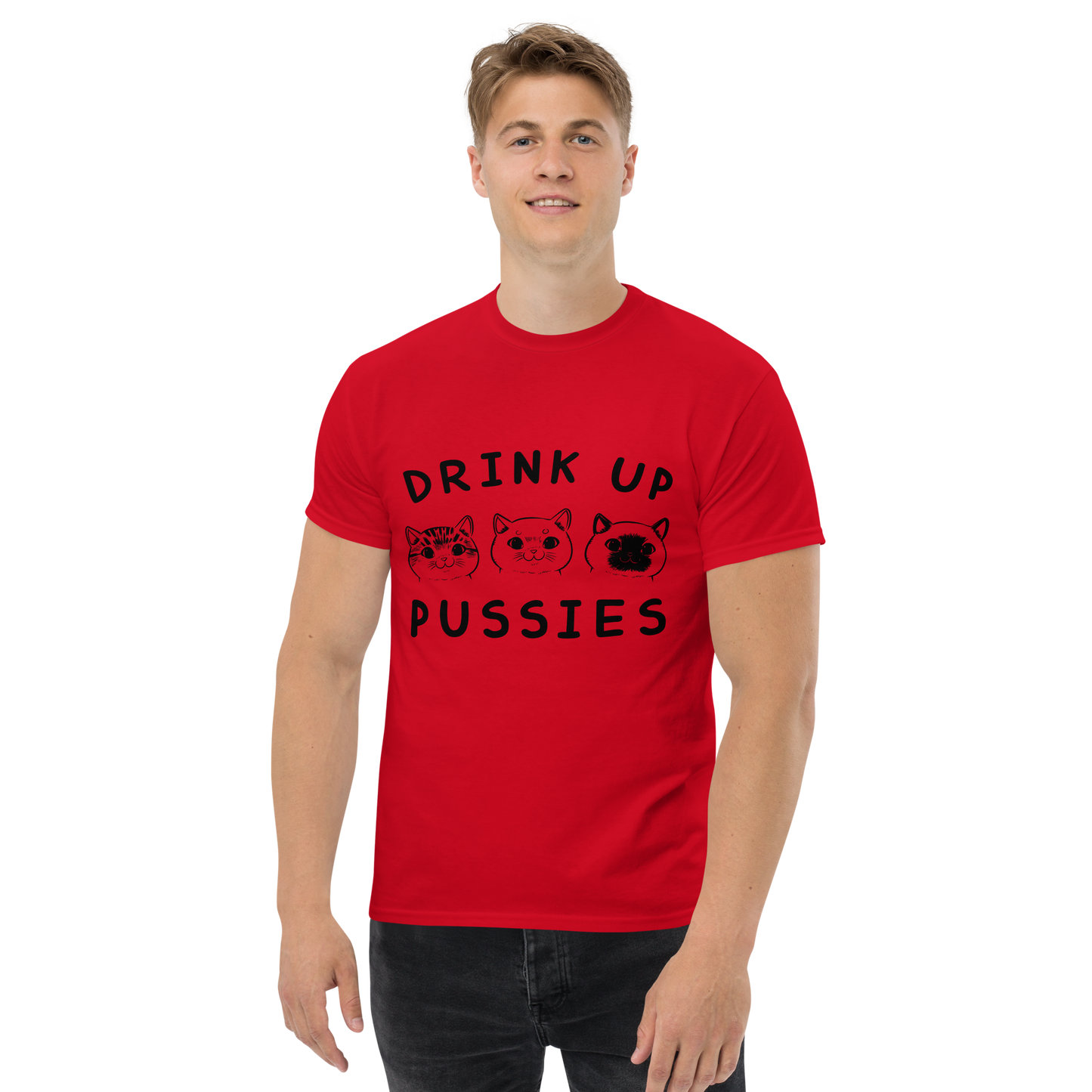 DRINK UP PUSSIES Cat series unisex cotton t-shirt