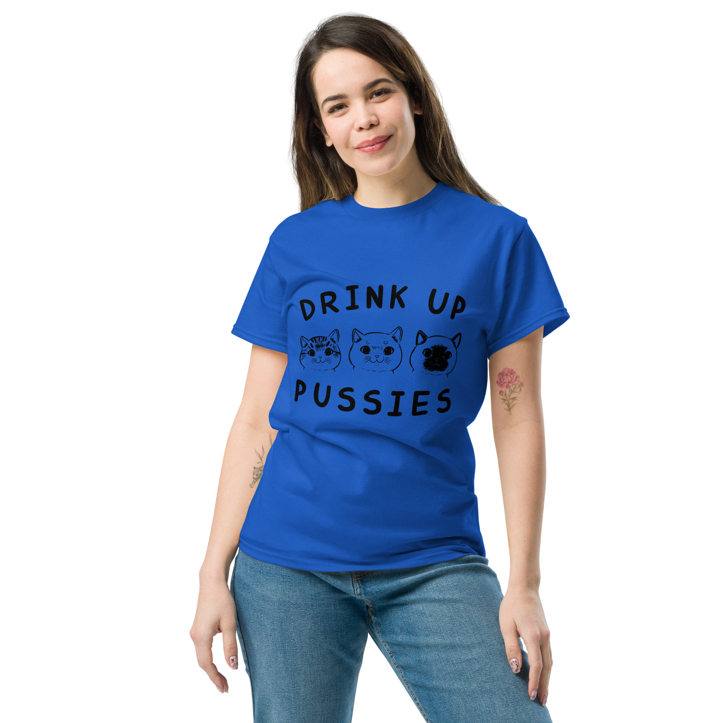 DRINK UP PUSSIES Cat series unisex cotton t-shirt