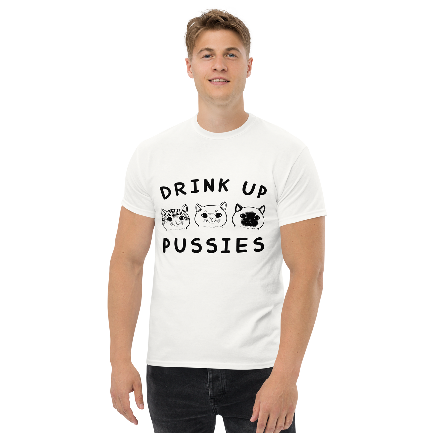 DRINK UP PUSSIES Cat series unisex cotton t-shirt