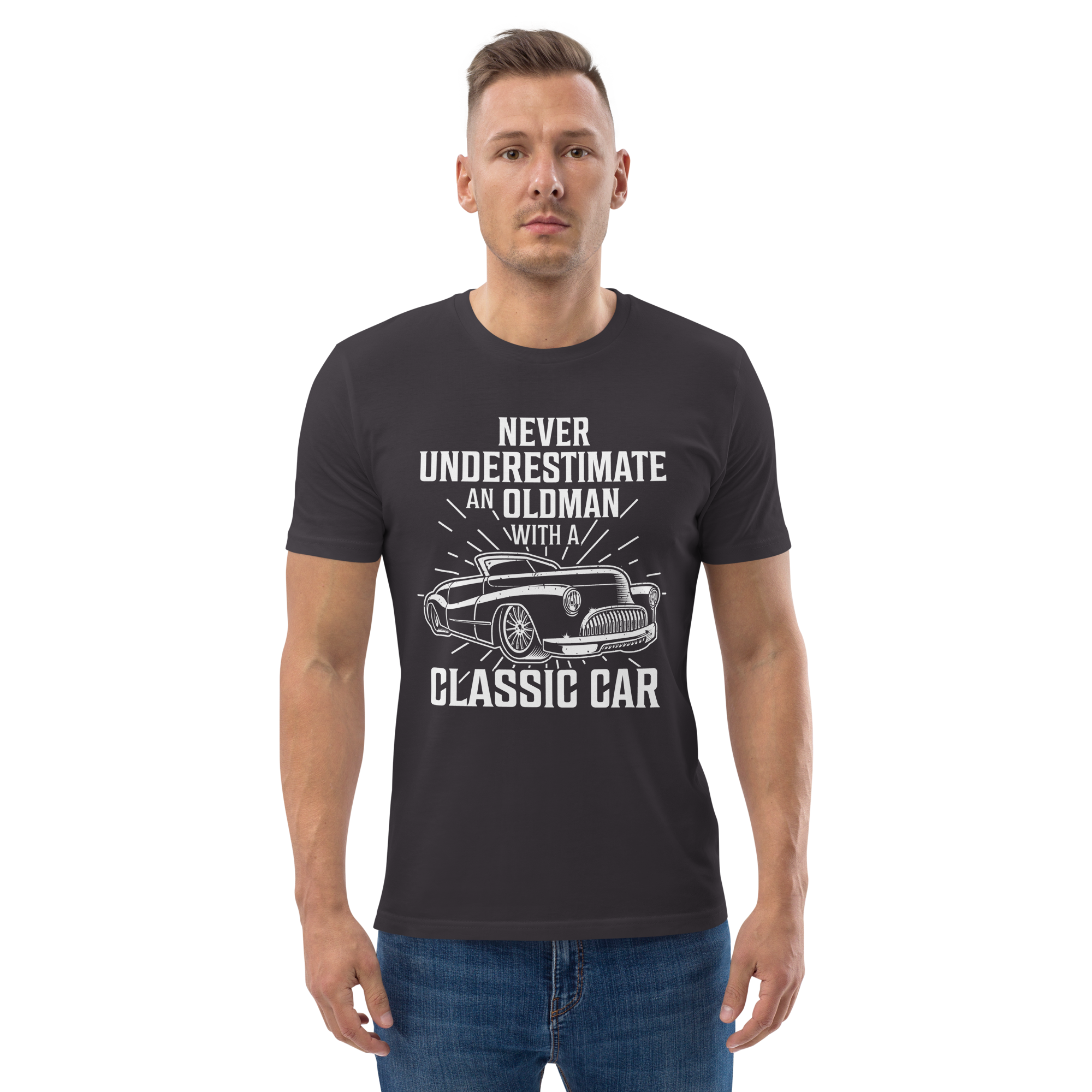 OLDMAN WITH A CLASSIC CAR unisex t-shirt