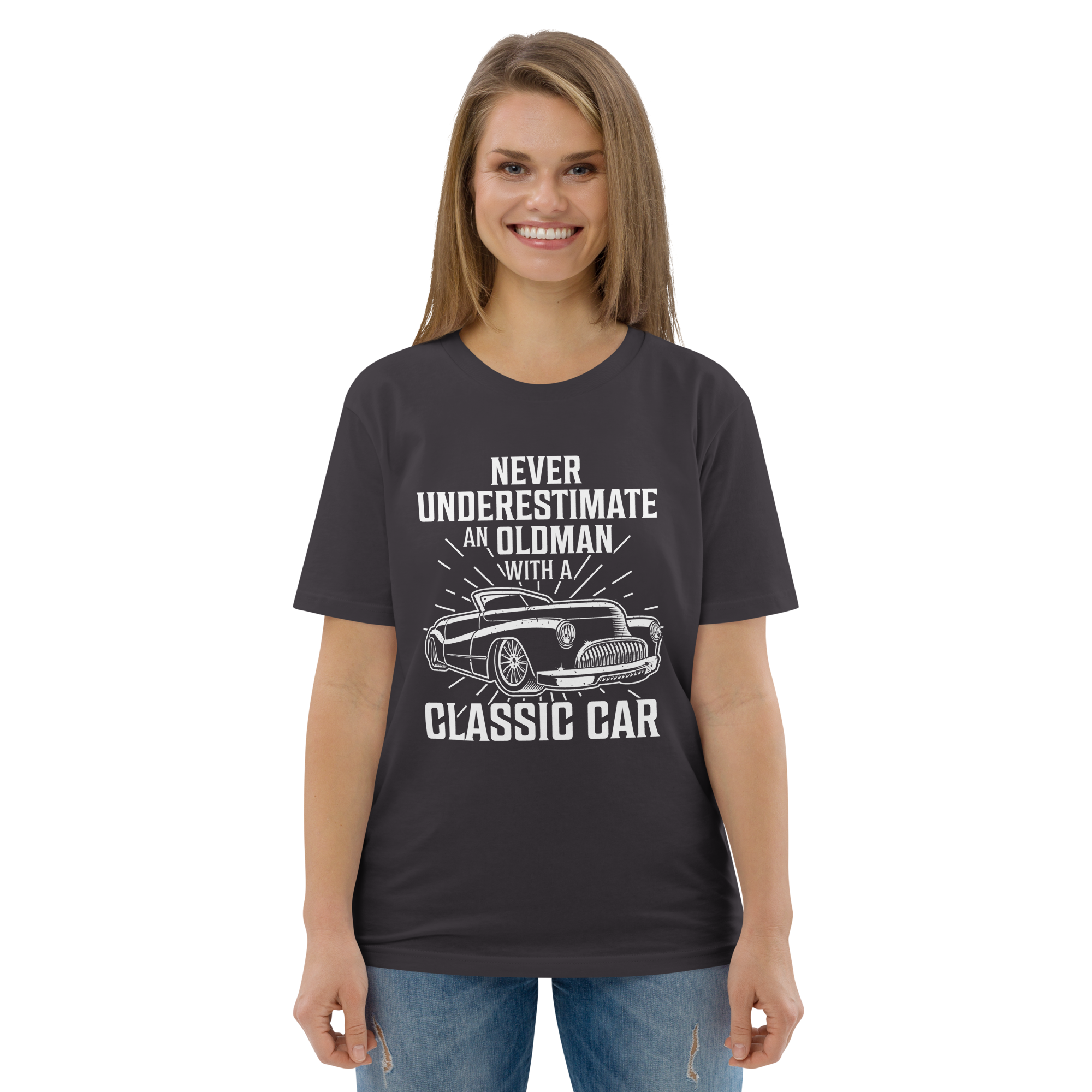 OLDMAN WITH A CLASSIC CAR unisex t-shirt