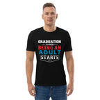 ADULTING BEGINS unisex t-shirt - Printoo Shop - - graduation, t-shirt, unisex, Unisex Organic Cotton T-Shirt | Stanley/Stella STTU169