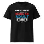 ADULTING BEGINS unisex t-shirt - Printoo Shop - - graduation, t-shirt, unisex, Unisex Organic Cotton T-Shirt | Stanley/Stella STTU169