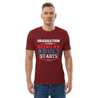 ADULTING BEGINS unisex t-shirt - Printoo Shop - - graduation, t-shirt, unisex, Unisex Organic Cotton T-Shirt | Stanley/Stella STTU169