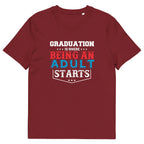 ADULTING BEGINS unisex t-shirt - Printoo Shop - - graduation, t-shirt, unisex, Unisex Organic Cotton T-Shirt | Stanley/Stella STTU169