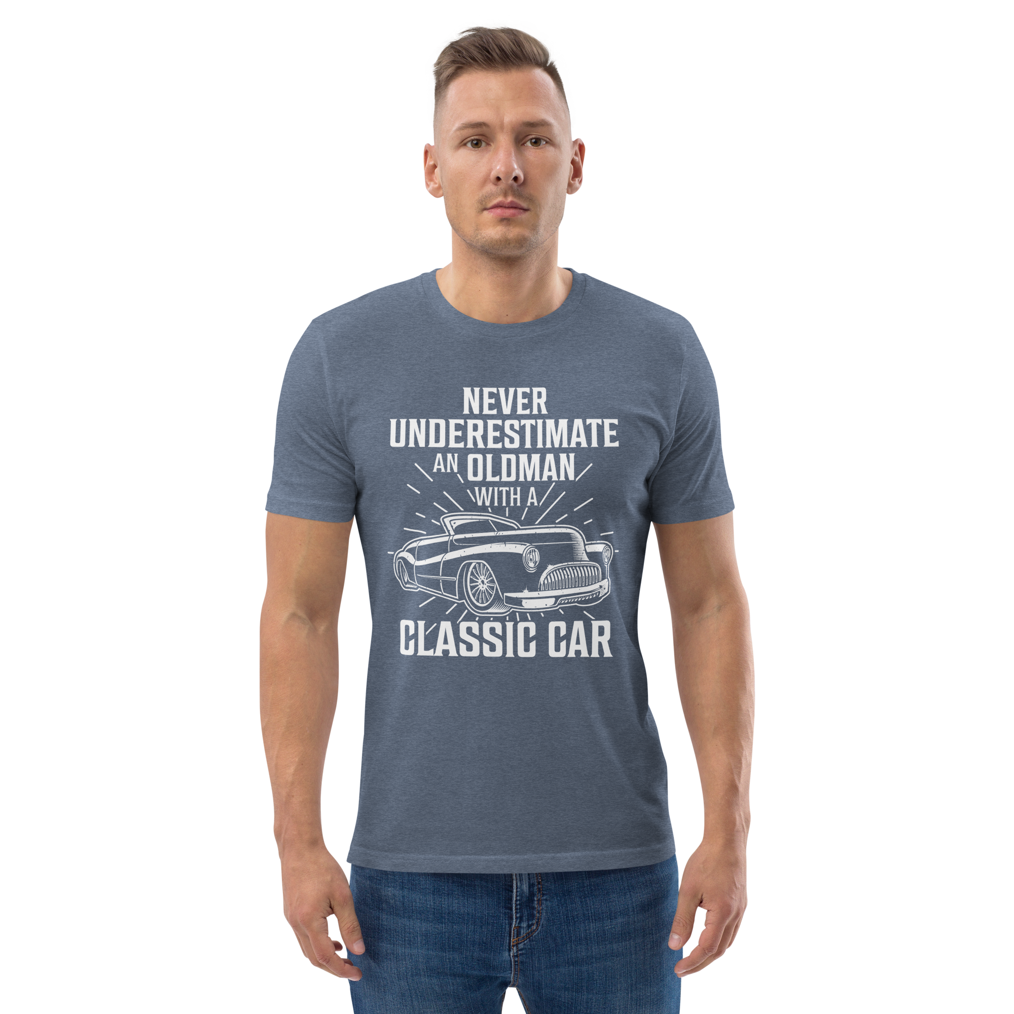 OLDMAN WITH A CLASSIC CAR unisex t-shirt