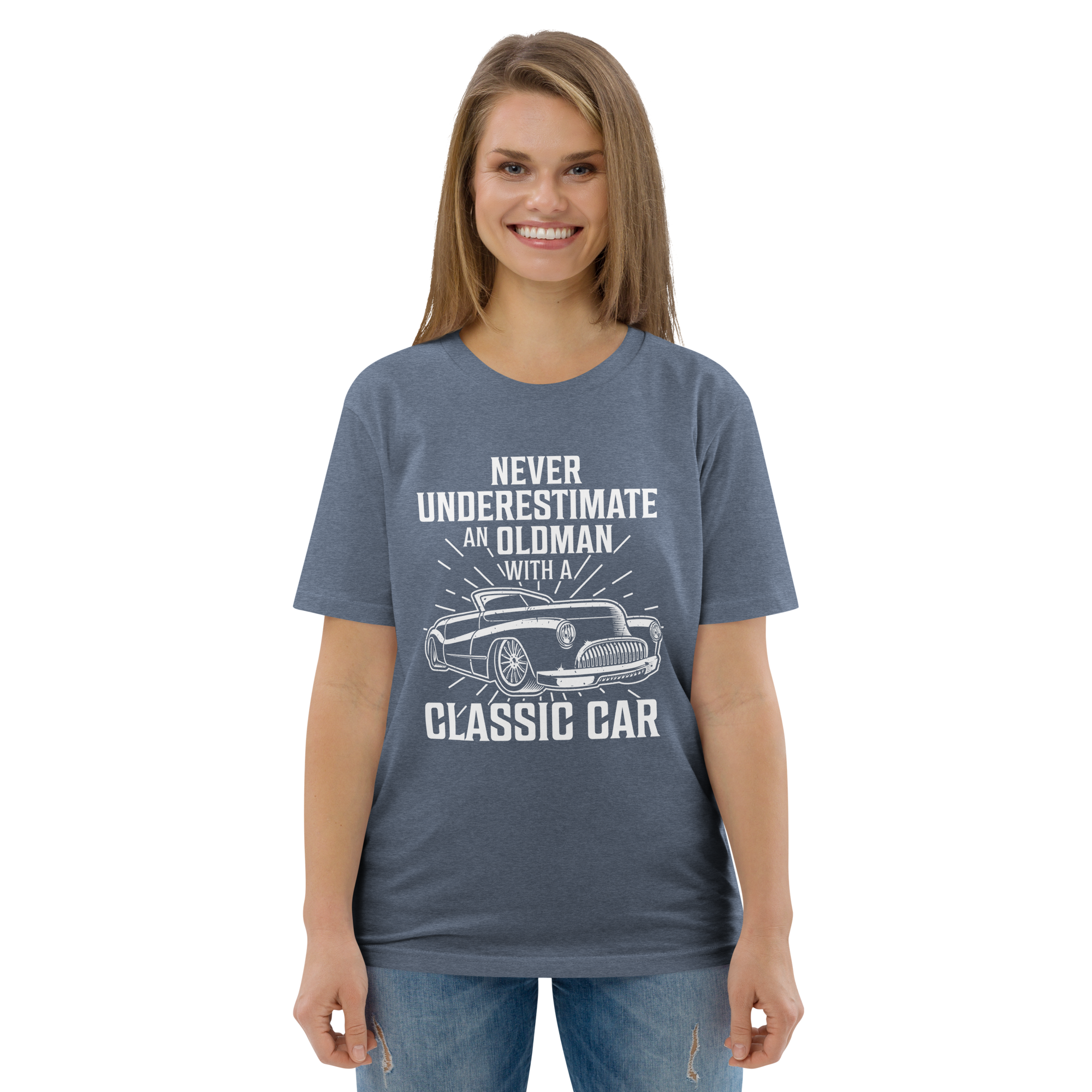 OLDMAN WITH A CLASSIC CAR unisex t-shirt