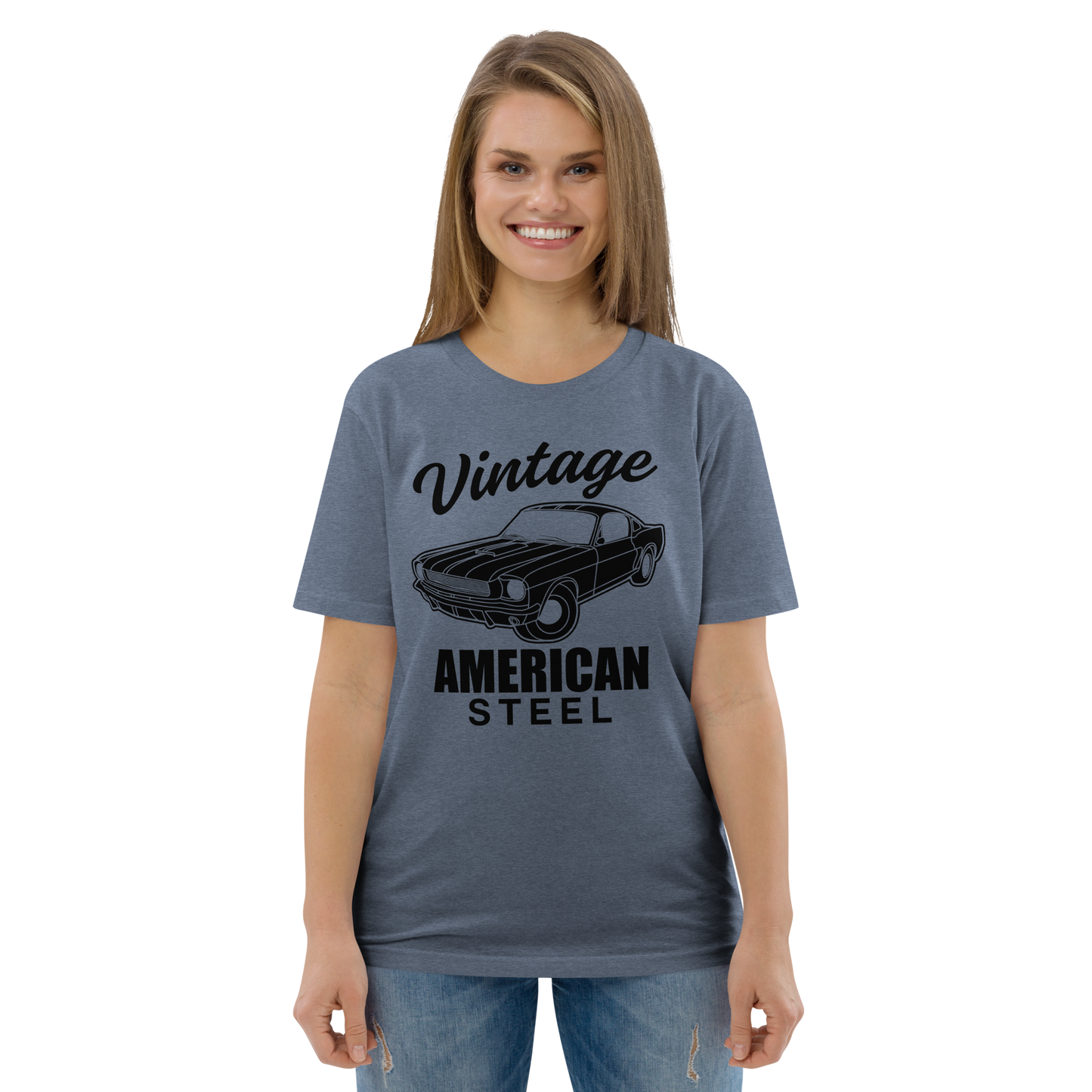 VINTAGE AMERICAN STEEL Unisex organic cotton t-shirt