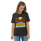ADVENTURE BEGINS unisex t-shirt - Printoo Shop - - graduation, t-shirt, unisex, Unisex Organic Cotton T-Shirt | Stanley/Stella STTU169