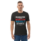 ADULTING BEGINS unisex t-shirt - Printoo Shop - - graduation, t-shirt, unisex, Unisex Organic Cotton T-Shirt | Stanley/Stella STTU169