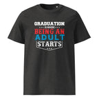 ADULTING BEGINS unisex t-shirt - Printoo Shop - - graduation, t-shirt, unisex, Unisex Organic Cotton T-Shirt | Stanley/Stella STTU169