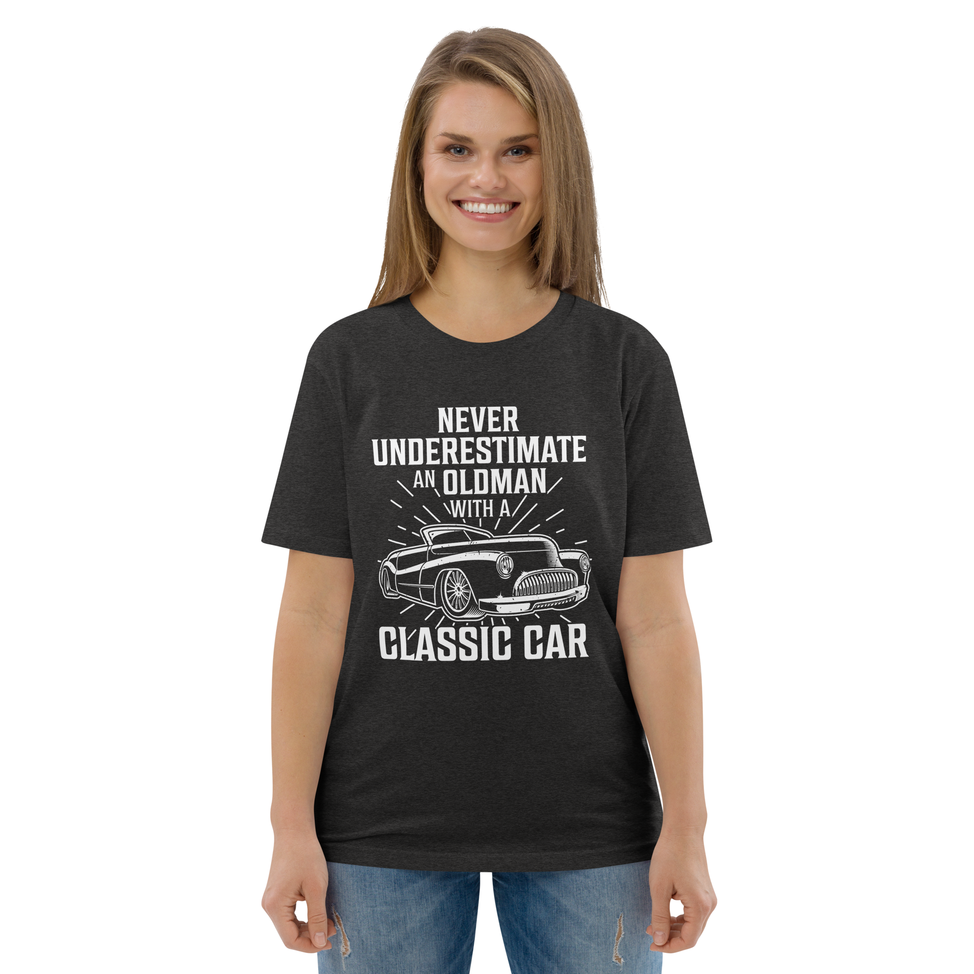 OLDMAN WITH A CLASSIC CAR unisex t-shirt