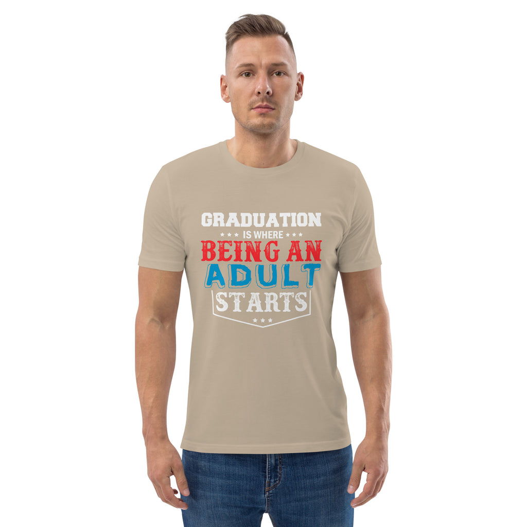 ADULTING BEGINS Unisex organic cotton t-shirt
