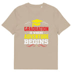 ADVENTURE BEGINS unisex t-shirt - Printoo Shop - - graduation, t-shirt, unisex, Unisex Organic Cotton T-Shirt | Stanley/Stella STTU169