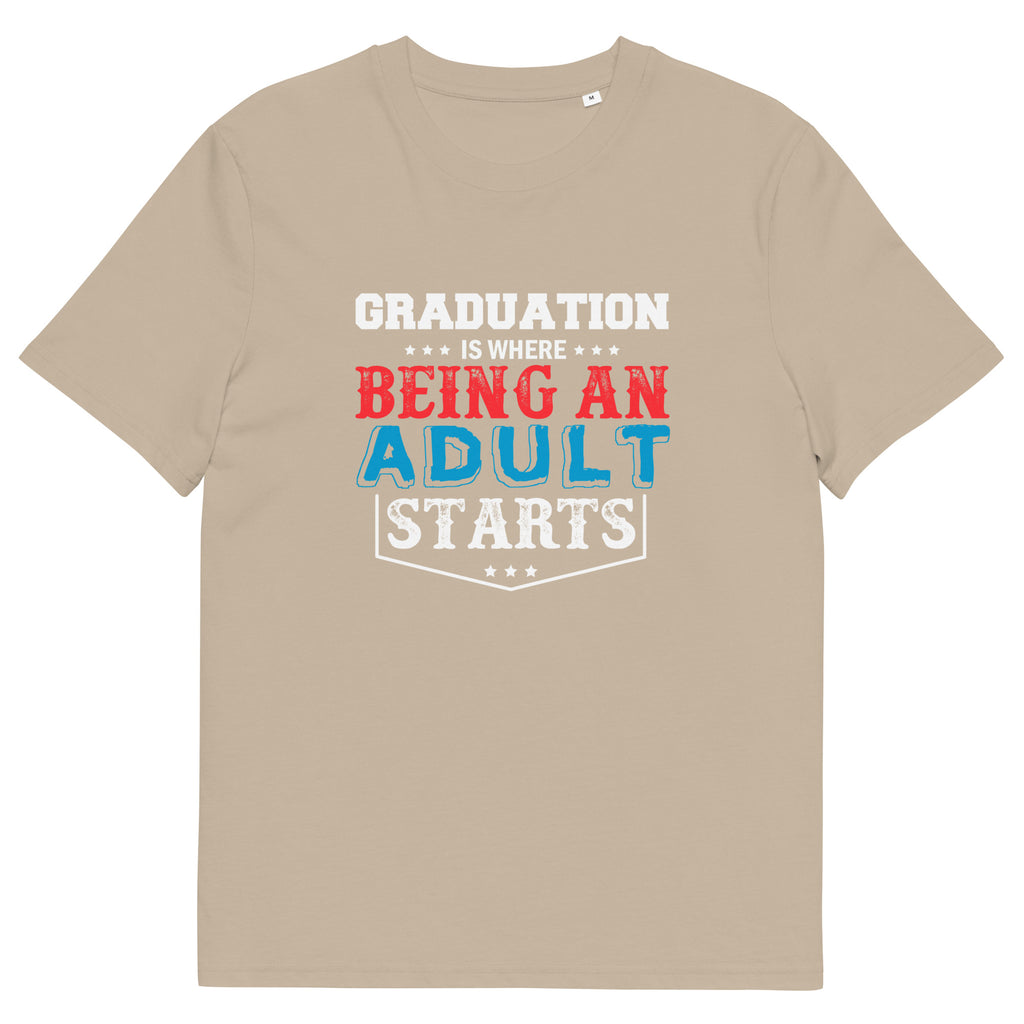 ADULTING BEGINS Unisex organic cotton t-shirt