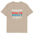 ADULTING BEGINS unisex t-shirt - Printoo Shop - - graduation, t-shirt, unisex, Unisex Organic Cotton T-Shirt | Stanley/Stella STTU169