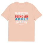 ADULTING BEGINS unisex t-shirt - Printoo Shop - - graduation, t-shirt, unisex, Unisex Organic Cotton T-Shirt | Stanley/Stella STTU169