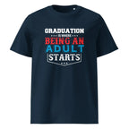 ADULTING BEGINS unisex t-shirt - Printoo Shop - - graduation, t-shirt, unisex, Unisex Organic Cotton T-Shirt | Stanley/Stella STTU169