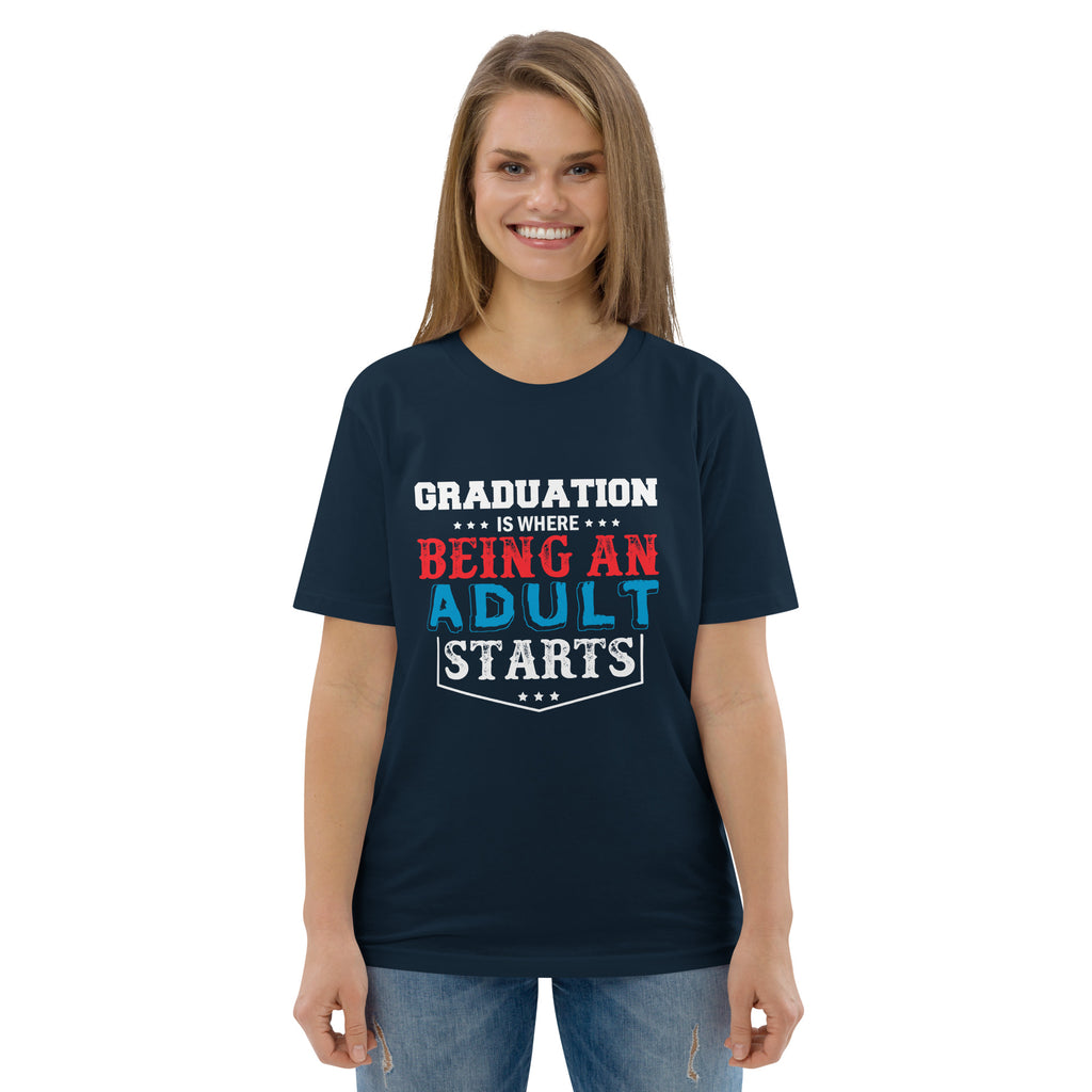 ADULTING BEGINS Unisex organic cotton t-shirt
