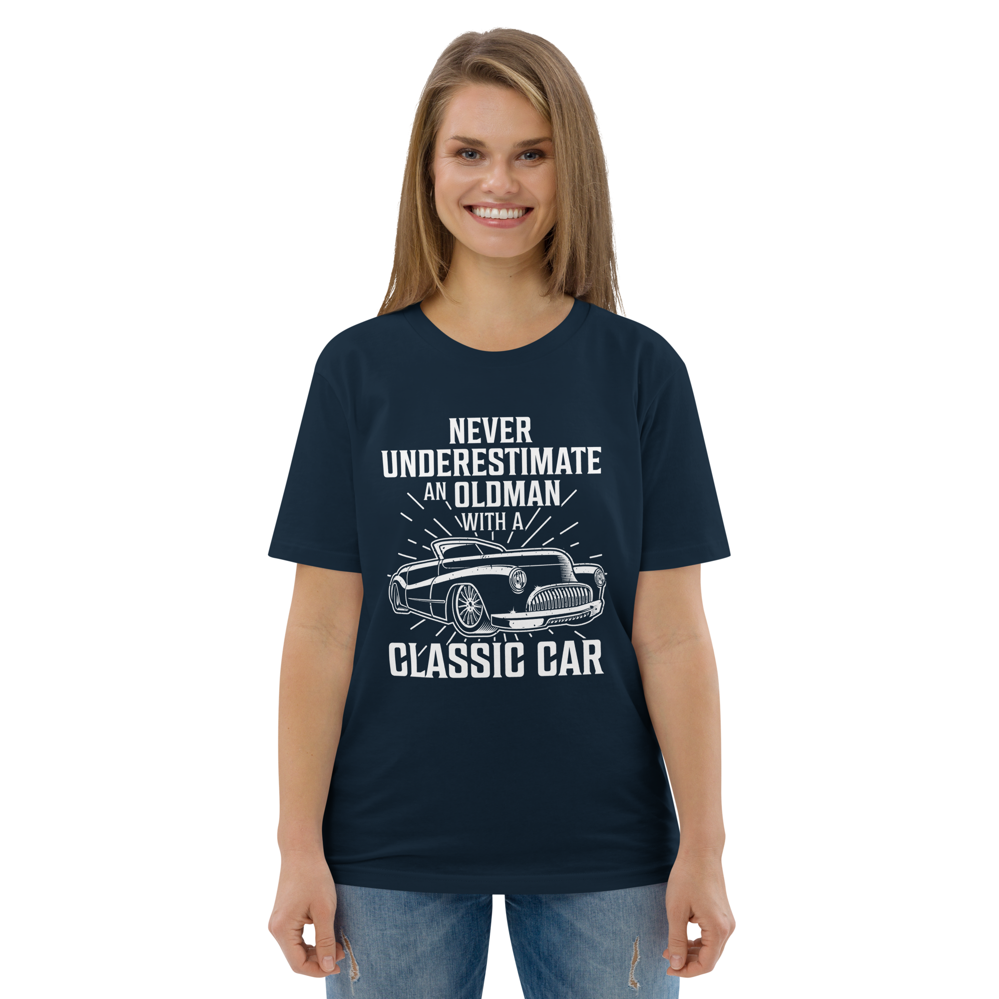 OLDMAN WITH A CLASSIC CAR unisex t-shirt