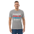 ADULTING BEGINS unisex t-shirt - Printoo Shop - - graduation, t-shirt, unisex, Unisex Organic Cotton T-Shirt | Stanley/Stella STTU169