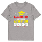 ADVENTURE BEGINS unisex t-shirt - Printoo Shop - - graduation, t-shirt, unisex, Unisex Organic Cotton T-Shirt | Stanley/Stella STTU169