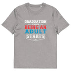 ADULTING BEGINS unisex t-shirt - Printoo Shop - - graduation, t-shirt, unisex, Unisex Organic Cotton T-Shirt | Stanley/Stella STTU169