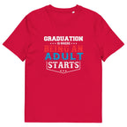 ADULTING BEGINS unisex t-shirt - Printoo Shop - - graduation, t-shirt, unisex, Unisex Organic Cotton T-Shirt | Stanley/Stella STTU169